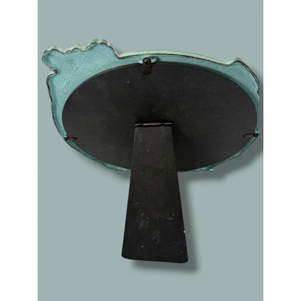 Vintage Art Nouveau Lady Tabletop Mirror Verdigris Metal Fairycore Mermaidcore